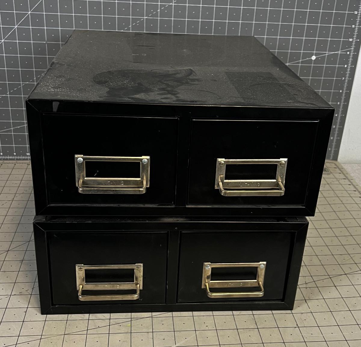 2 index card file boxes with 2 drawers each estatesales