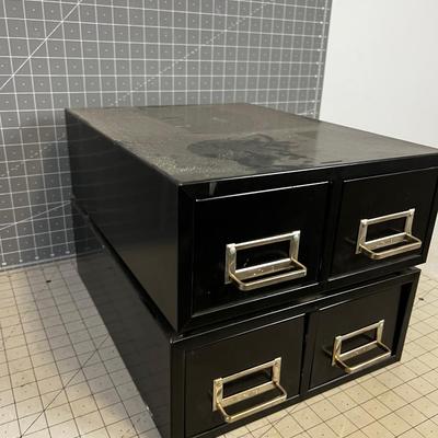 2 Index Card File Boxes with 2 drawers each 