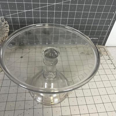 VINTAGE Glass Pedestal Cake Holder (2) 
