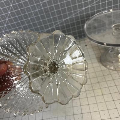 VINTAGE Glass Pedestal Cake Holder (2) 