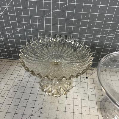 VINTAGE Glass Pedestal Cake Holder (2) 