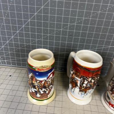 3 Budweiser Mugs All Holiday theme