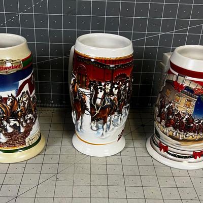 3 Budweiser Mugs All Holiday theme