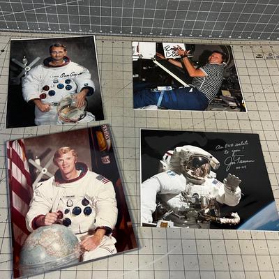 4 Photos of Astronauts with 3 Autographs