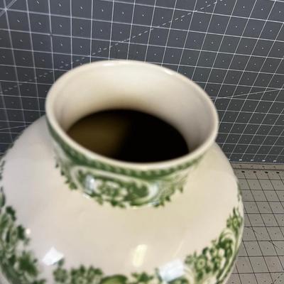 Porcelain Cover Jar GREEN  with English Bottom Stamp
