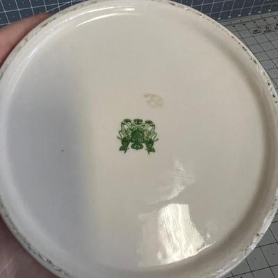 Porcelain Cover Jar GREEN  with English Bottom Stamp