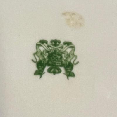 Porcelain Cover Jar GREEN  with English Bottom Stamp