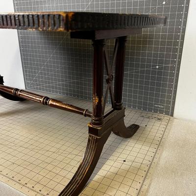 Duncan Fife Style Mahogany Wood With Glass Top Coffee Table.  