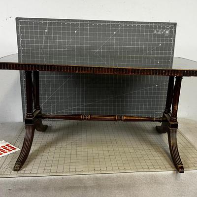 Duncan Fife Style Mahogany Wood With Glass Top Coffee Table.  