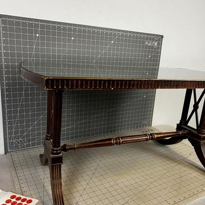 Duncan Fife Style Mahogany Wood With Glass Top Coffee Table.  