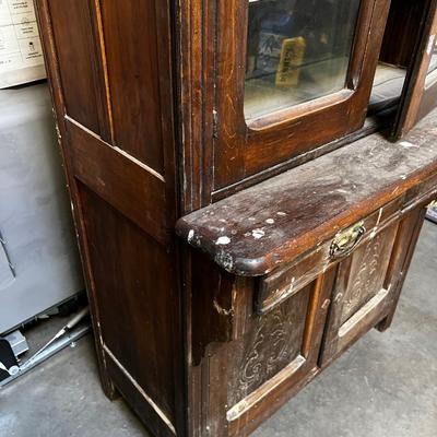 Antique Birch Kitchen Hutch