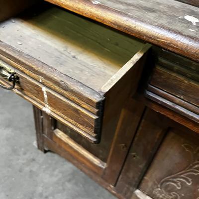 Antique Birch Kitchen Hutch