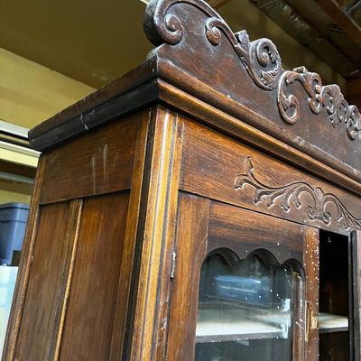 Antique Birch Kitchen Hutch