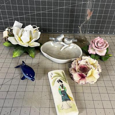Decorative Ceramic Items: Flowers, Birds 