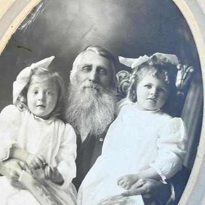 ANTIQUE CABINET PHOTO GRANDPA READING TO GRANDDAUGHTERS
