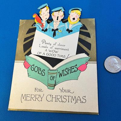 VINTAGE UNUSUAL PULL-OUT CHRISTMAS GREETING CARD