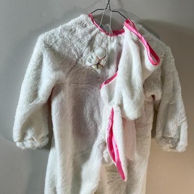 CHILDâ€™S SOFT WHITE BUNNY COSTUME w/ EARS, NOSE SLIPPERS