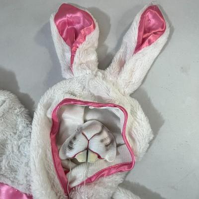 CHILDâ€™S SOFT WHITE BUNNY COSTUME w/ EARS, NOSE SLIPPERS