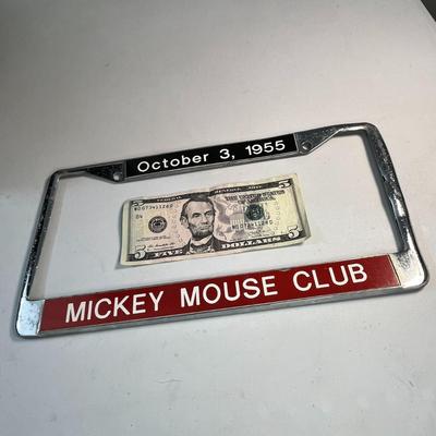 MICKEY MOUSE CLUB OCTOBER 3, 1955 LICENSE PLATE FRAME