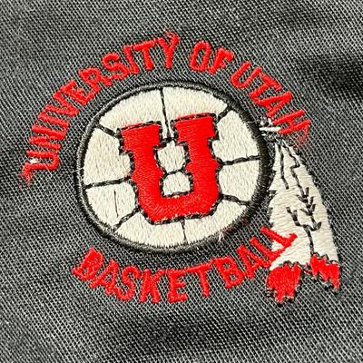 MENS BLACK GABARDINE PANTS WITH UTAH UTES BASKETBALL EMBROID.