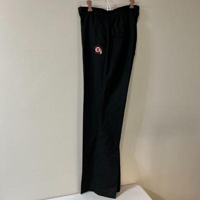 MENS BLACK GABARDINE PANTS WITH UTAH UTES BASKETBALL EMBROID.
