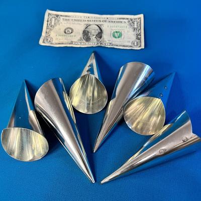 SET OF 6 NUT BROWN BRAND METAL ICE CREAM CONE MOLDS