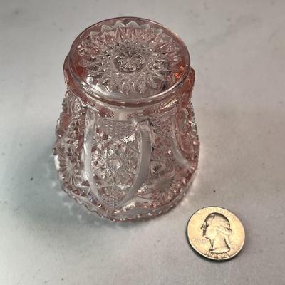 PINK PRESSED GLASS TOOTHPICK HOLDER