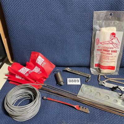 Wire, marking flags, glass cutter etc