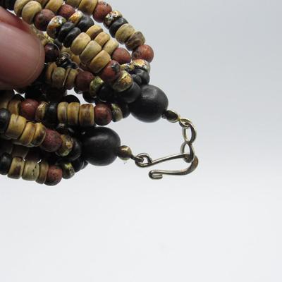 Screw on Multi Strand Tribal Style Dark Toned Necklace