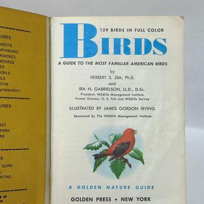 1956 Vintage Golden Nature Guide Birds the Most Familiar in America