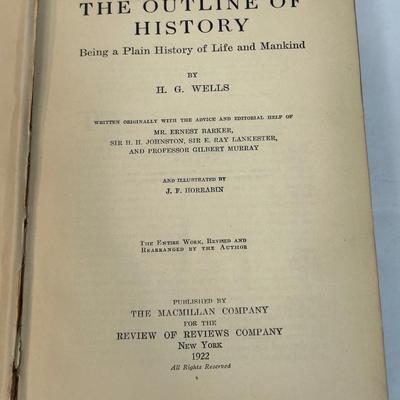 HG Wells The Outline of History of Life and Mankind Hardcover Book 1922