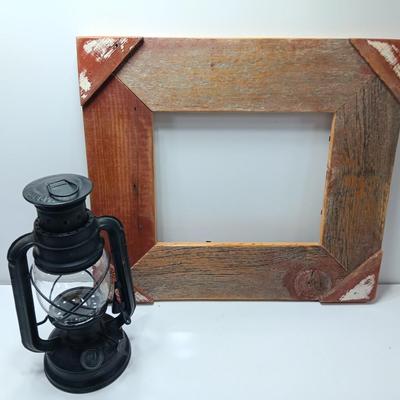 Small Lamplight black lantern with two toned western wood frame