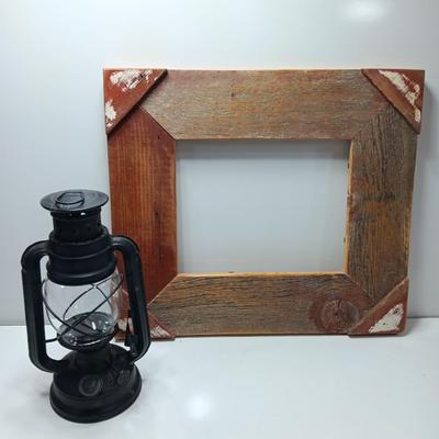 Small Lamplight black lantern with two toned western wood frame