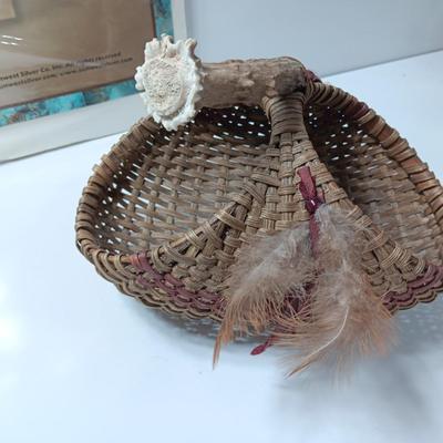 Sunset Silver Co. Turquoise display board and an adorable basket with antler