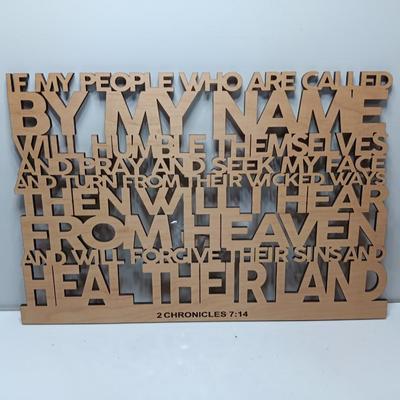 2 Chronicles 7:14 cut out wooden sign wall art and a wooden locking prayer box (no key)