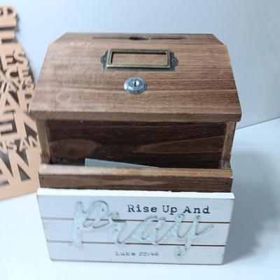 2 Chronicles 7:14 cut out wooden sign wall art and a wooden locking prayer box (no key)
