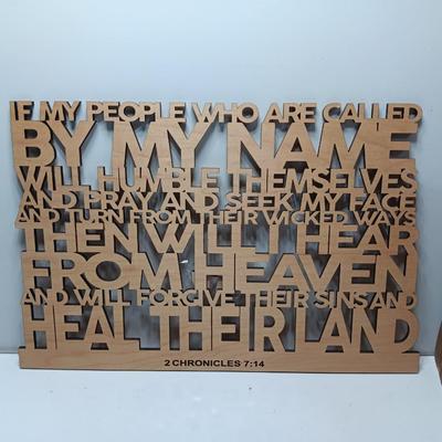 2 Chronicles 7:14 cut out wooden sign wall art and a wooden locking prayer box (no key)