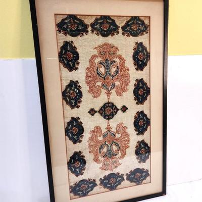 Lot #18  Antique Textile Art - framed