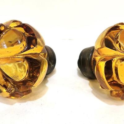 Lot #27 Pair of antique Amber glass Door knobs