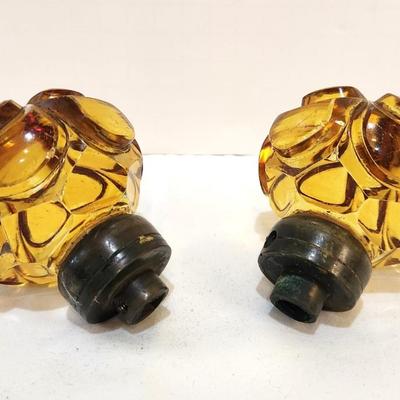 Lot #27 Pair of antique Amber glass Door knobs