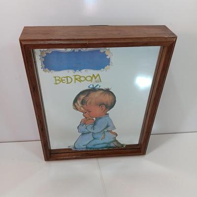 Vintage draw string musical mirrored praying kids wall art can be Personalized.