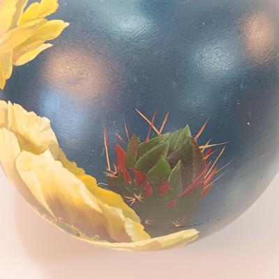 Antique Cactus bloom clay vase signed Etta Ford 83'