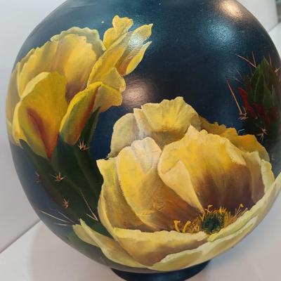 Antique Cactus bloom clay vase signed Etta Ford 83'