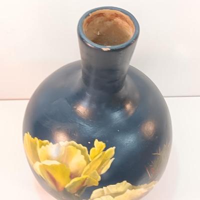 Antique Cactus bloom clay vase signed Etta Ford 83'