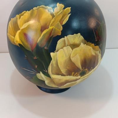 Antique Cactus bloom clay vase signed Etta Ford 83'