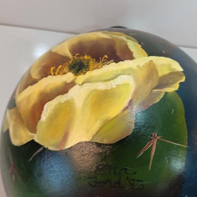 Antique Cactus bloom clay vase signed Etta Ford 83'