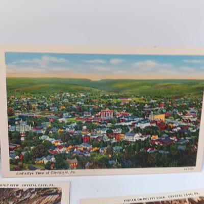 Vintage Linen post cards All Pennsylvania - Clearfield - Crystal cave - 1940's
