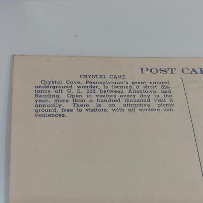 Vintage Linen post cards All Pennsylvania - Clearfield - Crystal cave - 1940's