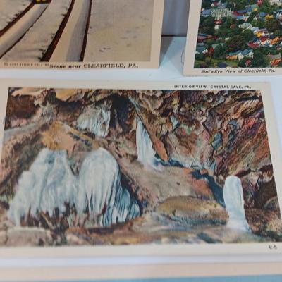 Vintage Linen post cards All Pennsylvania - Clearfield - Crystal cave - 1940's
