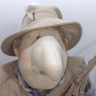 Handmade Grandpa Fisherman complete with pole and string of trout! Flies on his vest and hat